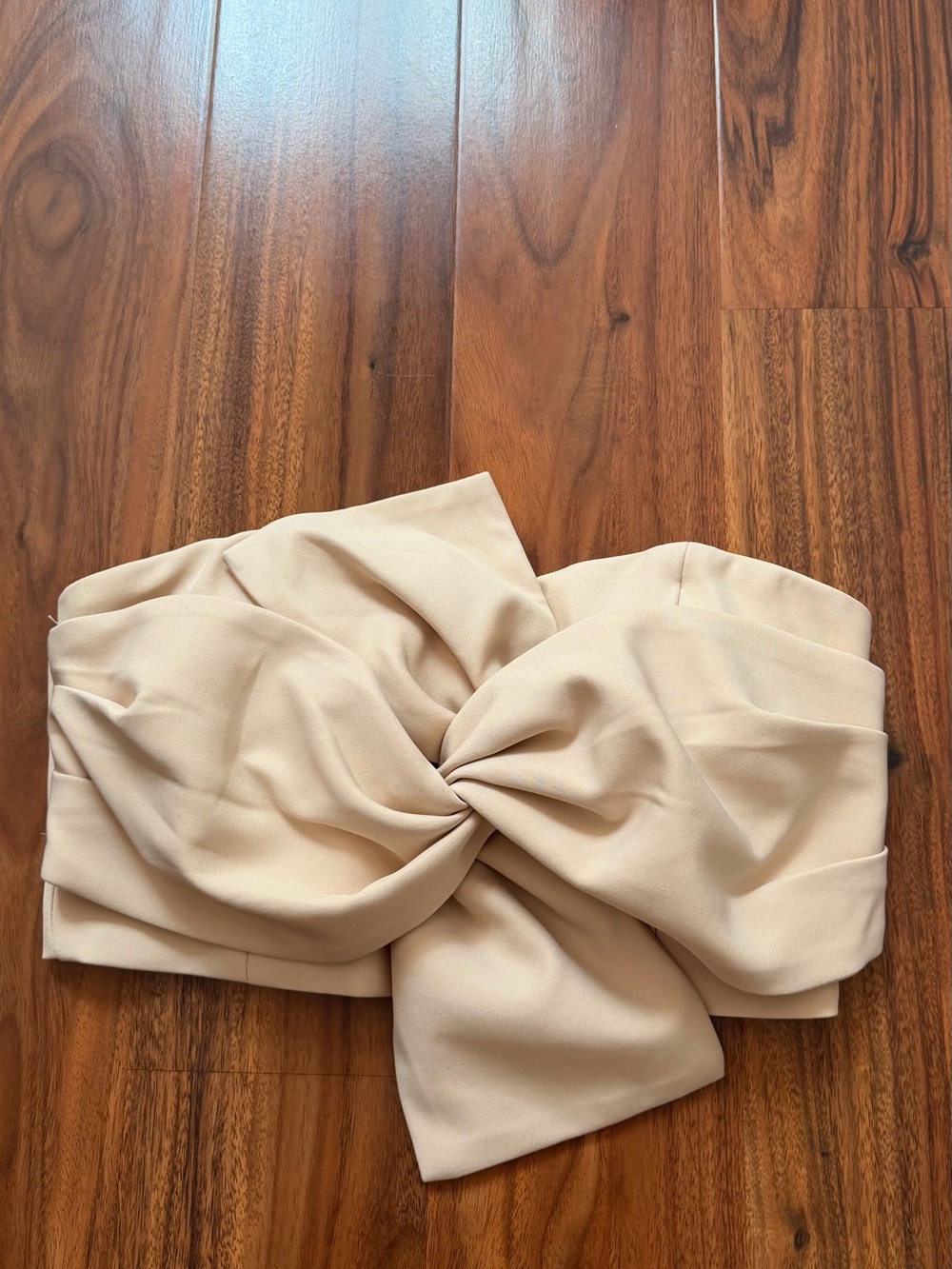 Chicwish Cream Twist-Front Strapless Crop Top